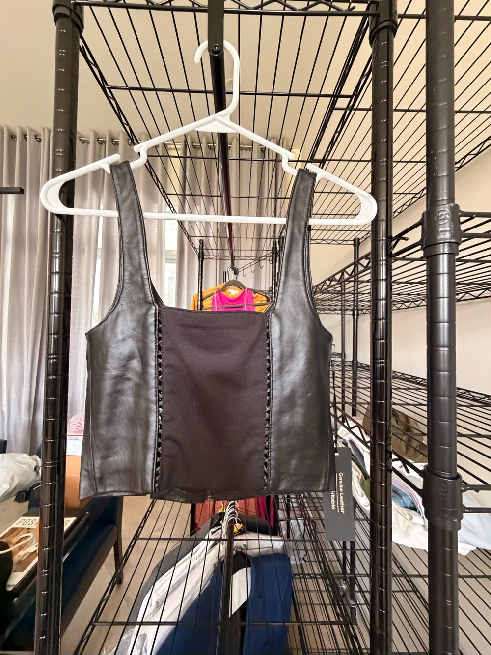bebe Black Faux Leather Crop Top